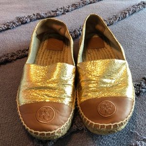 Tory Burch gold flats